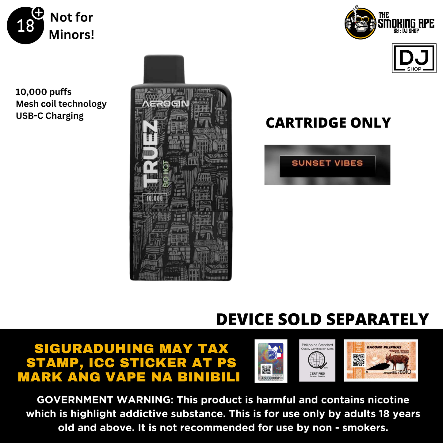 Aerogin Truez 10,000 puff